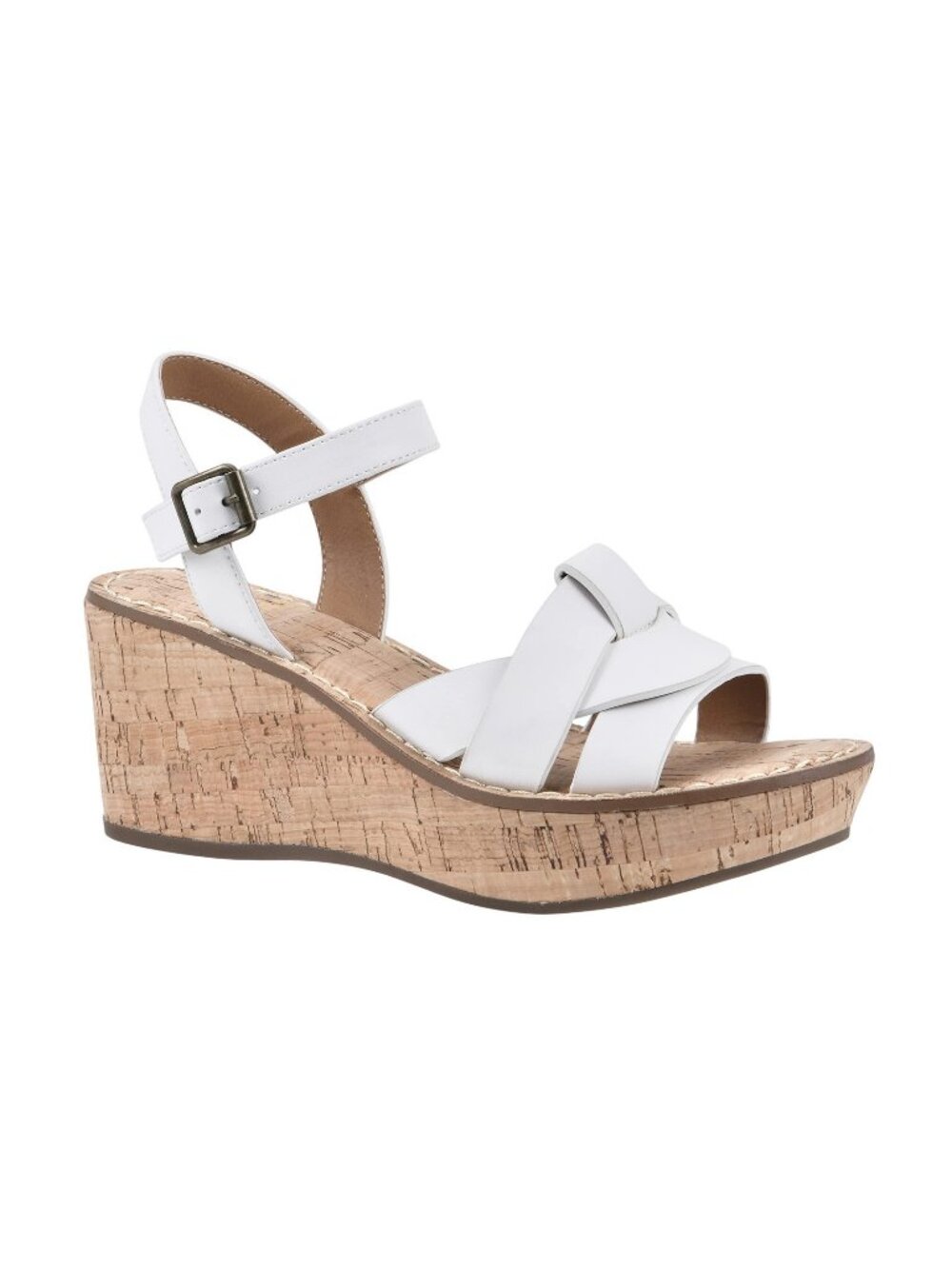 NWT White Mountain Womens Simple Platform Wedge Sandal White Multi 7.5M
